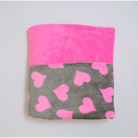 Bunny Baby  dupla wellsoft takaró szürke-pink szívecskés