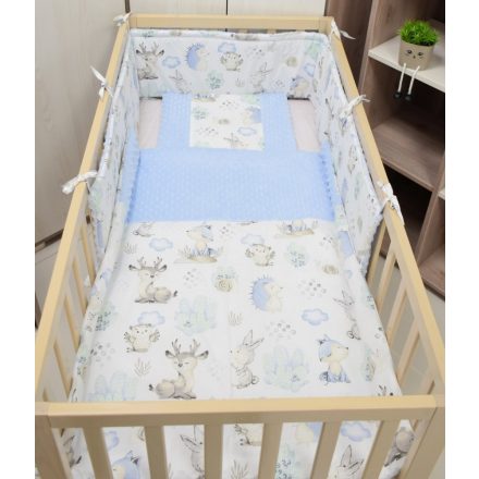 Baby Guru ágynemű 3 részes kék sünis minky-pamut
