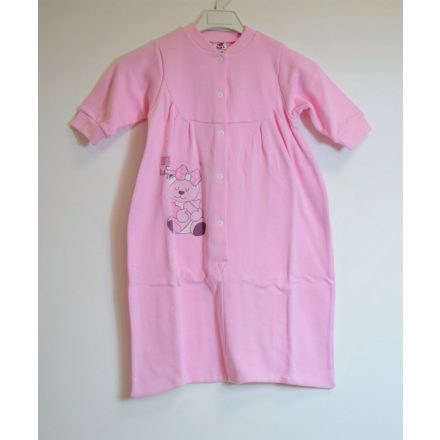 Babakirály pamut bélelt hosszú ujjú hálózsák - rózsaszín alvó maci 68/74