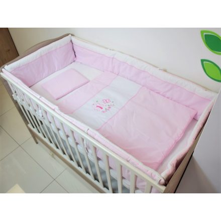Bunny Baby ágynemű garnitúra, körbe rácsvédős 70x140cm - rózsaszín hímzett pillangós