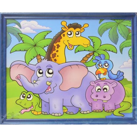 Babaszoba falikép 32x26cm - elefántos dzsungel