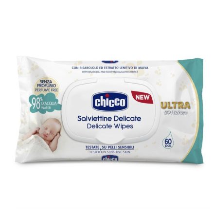 Chicco Soft & Pure Vízbázisú Törlőkendő 60 Db-Os