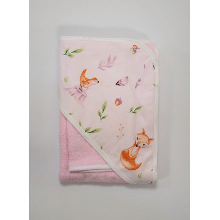 Baby Guru frottír  Kifogó -rózsaszín erdei élet 110x110 Cm